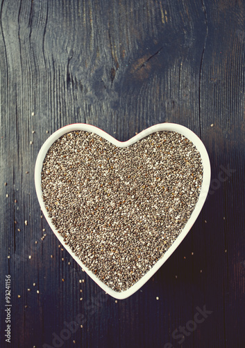 chia seeds on wooden surface