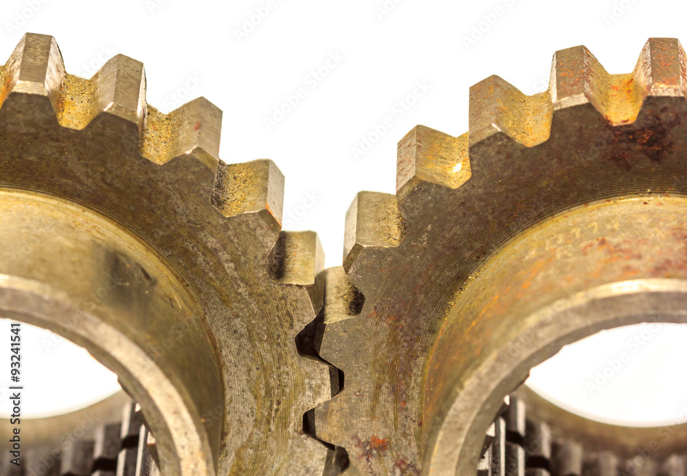 Old metal gears isolated on white back ground Old metal gears isolated on white back ground