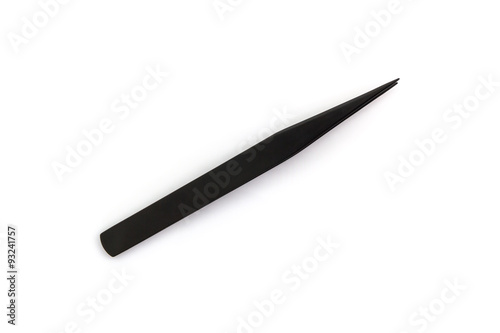 Black straight tweezers for plastic model.