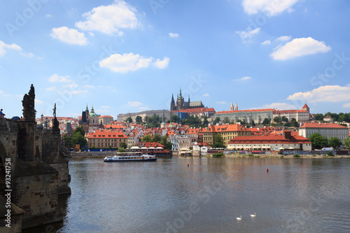 View towards Prague Castle and Mala Strana (Lesser Town) with Charles Bridge