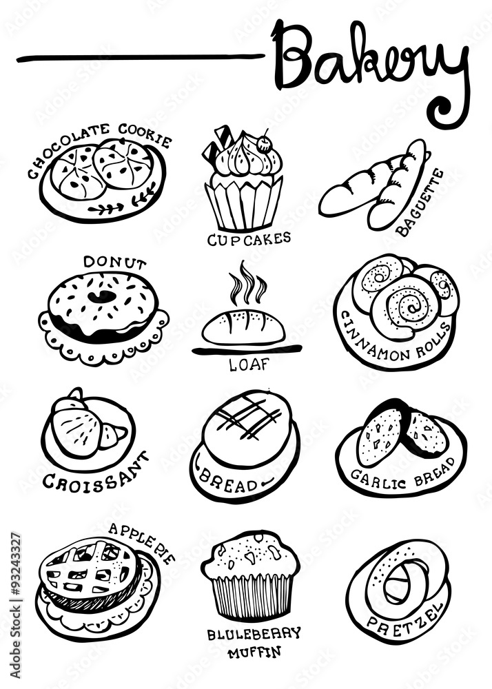 Bakery Doodles Hand Drawn vector Bakery Doodles Hand Drawn vector