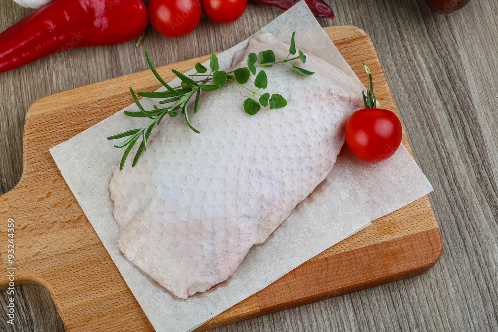 Raw duck breast