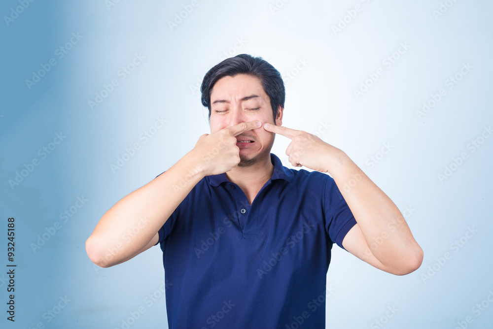 Handsome Asian man Squeezing pimple, acne, Handsome Asian man Squeezing pimple, acne,