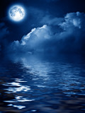 moon with nightly clouds over the water