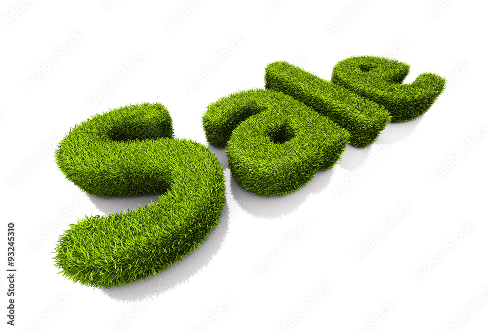 Green grassy symbol of sale isolated on white Green grassy symbol of sale isolated on white