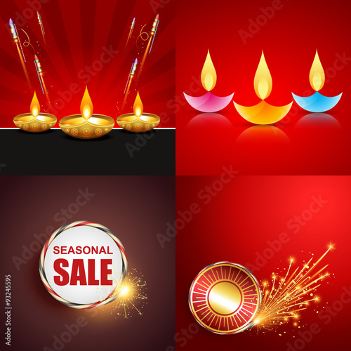 vector set of diwali background