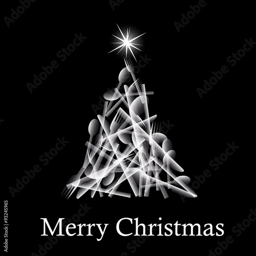 Vector Abstract Christmas lunch, tree with flatware