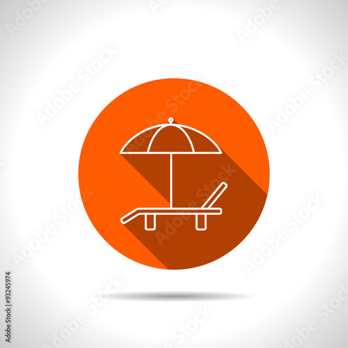 Beach vector icon. Umbrella with deck chair