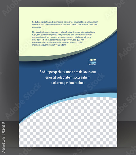 Magazine, flyer, brochure, cover layout design print template, blue vector Illustration