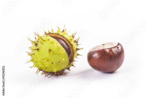 Chestnuts on white background