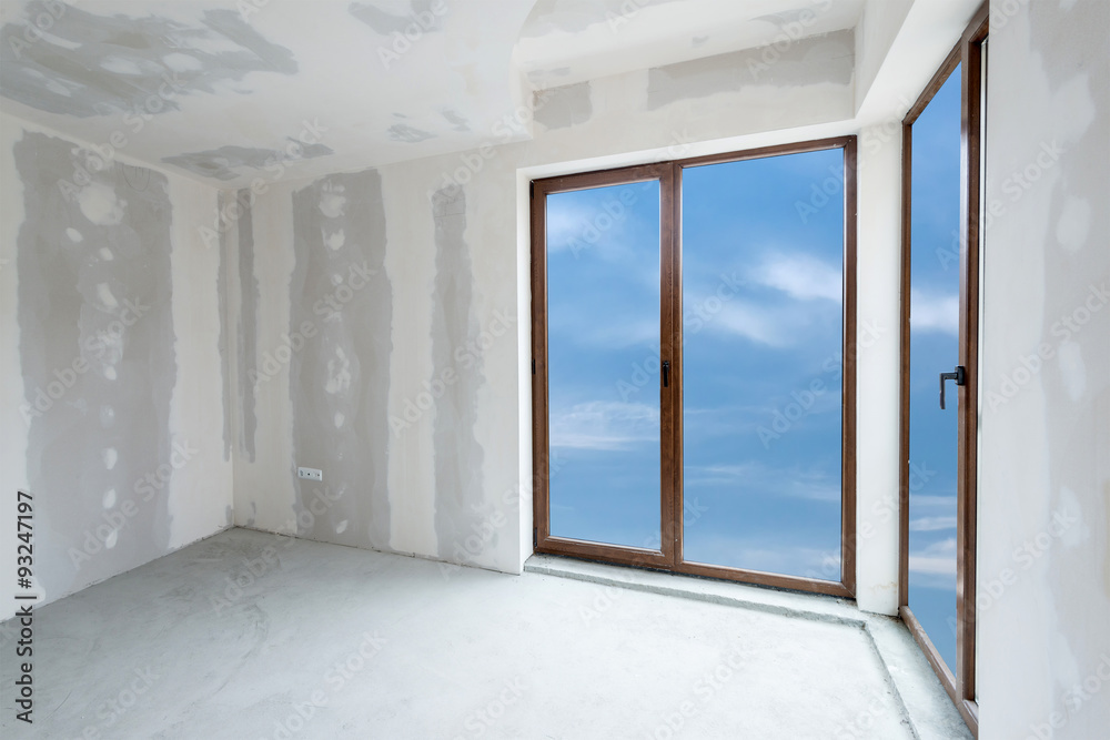 Fototapeta premium Unfinished building interior, white room (includes clipping path)