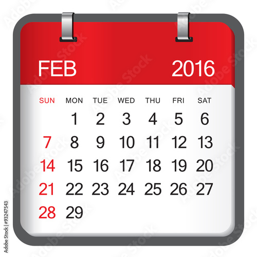 2016 Calendar- February