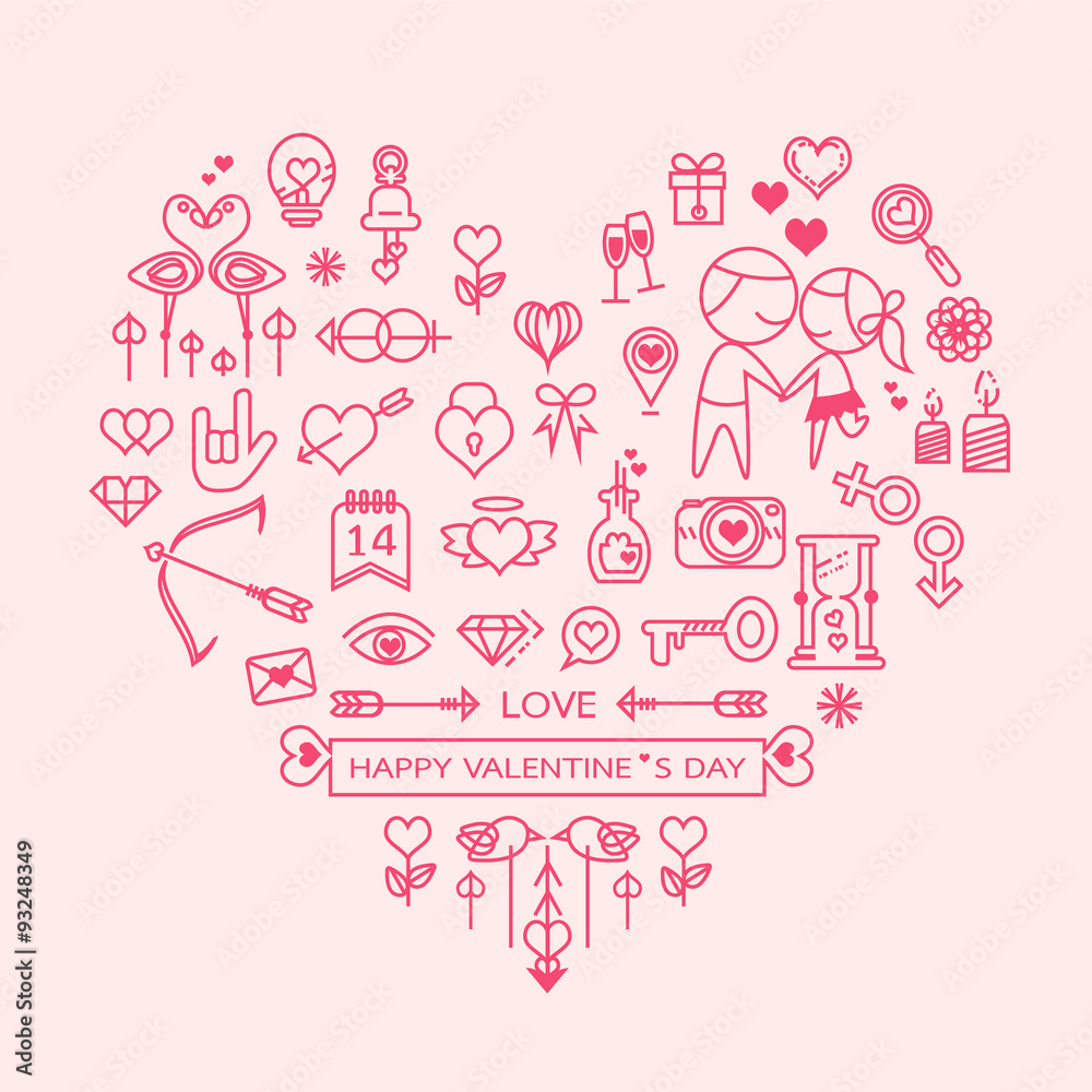 love heart vector. love outline icons set , vector illustration