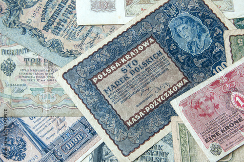 old banknotes vintage background