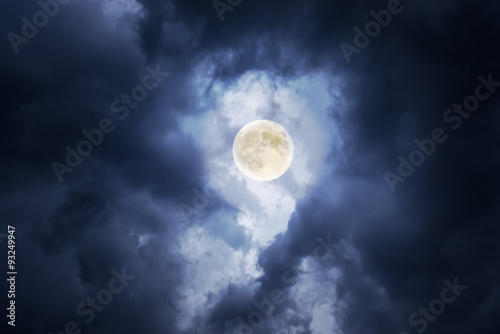 supermoon in clouds