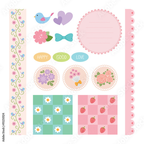 Cute scrapbook elements, vector illustration