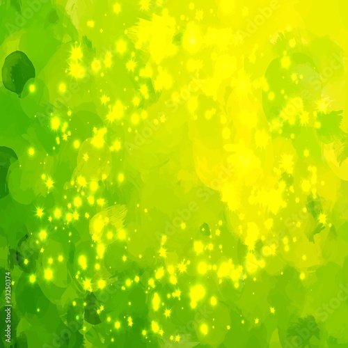 Green stars brush strokes background. 