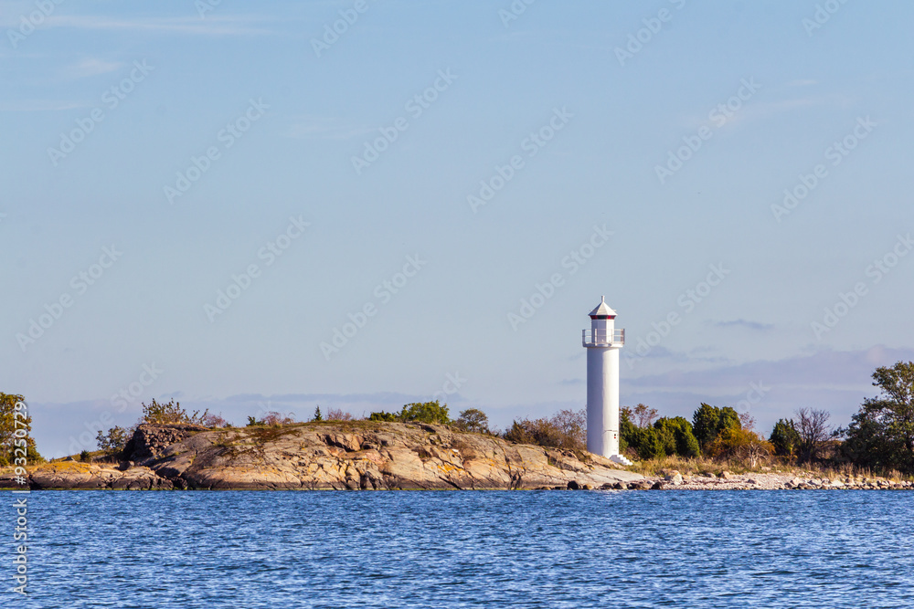 Lighthouse at the coast of Sweden in the Baltic sea
