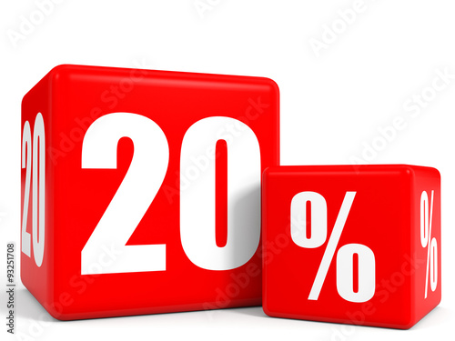 Red sale cubes. Twenty percent discount.