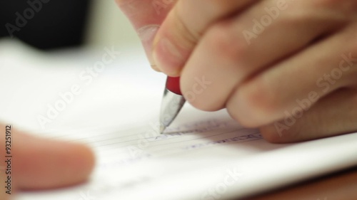 Hand writing note pen paper