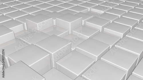 3d glossy white plastic cubes field background
