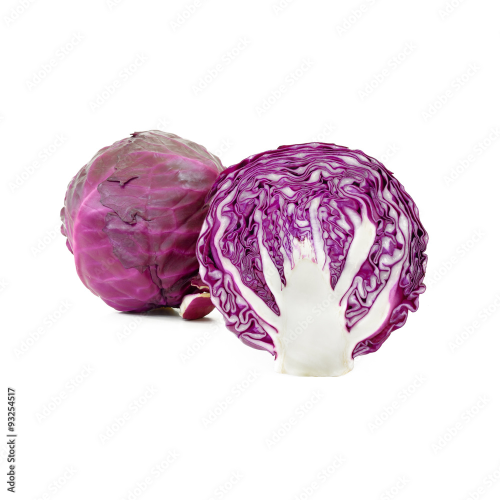 fresh red cabbage on a white background fresh red cabbage on a white background