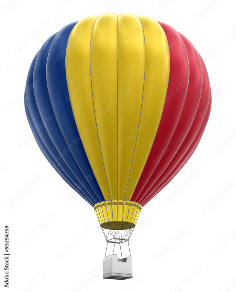 Naklejka premium Hot Air Balloon with Romanian Flag (clipping path included)