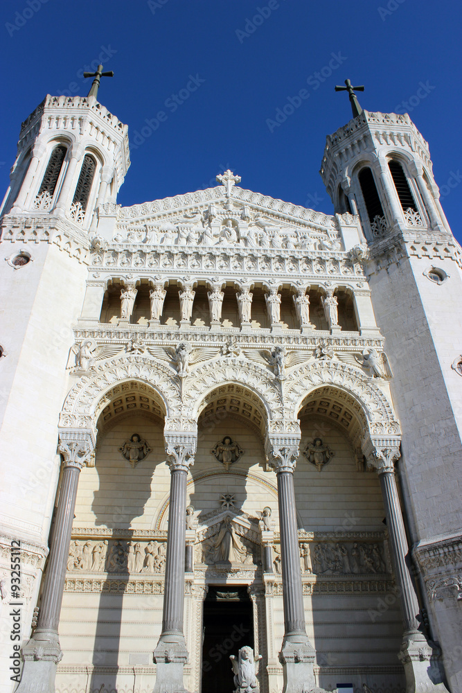 Vertical view of Basilica Notre-Dame de Fourviere