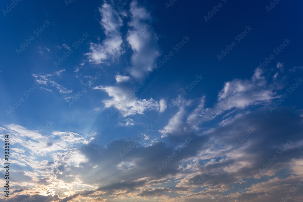 blue sky with cloud, beautiful sunset sky background