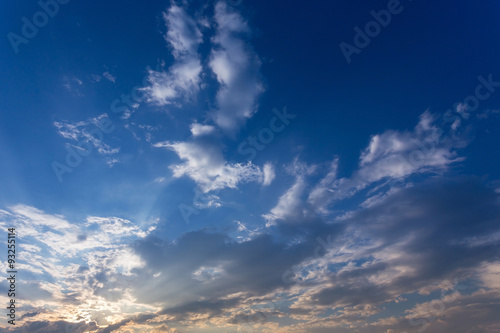 blue sky with cloud, beautiful sunset sky background © sutichak