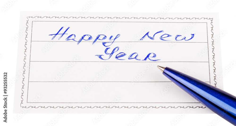 pen and badge with the inscription happy New Year pen and badge with the inscription happy New Year