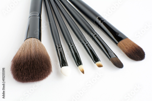 makeup brush set on white background