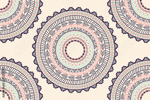 Ethnic Aztec circle ornament seamless pattern