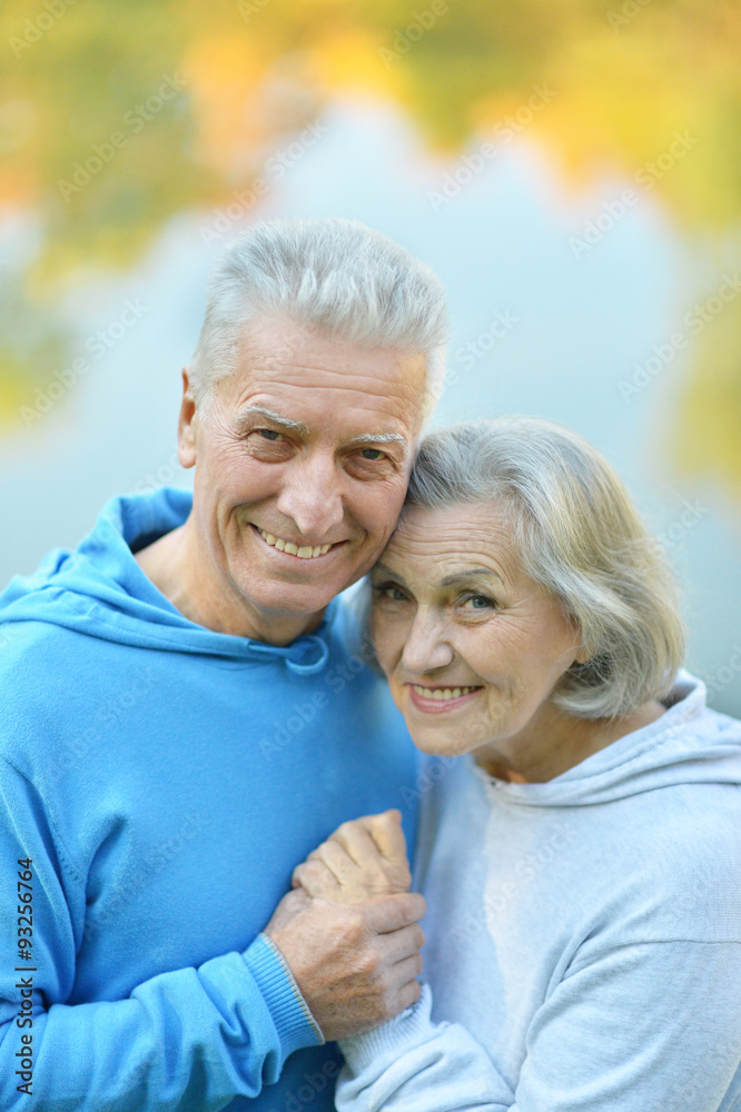 Beautiful elderly couple outdoor