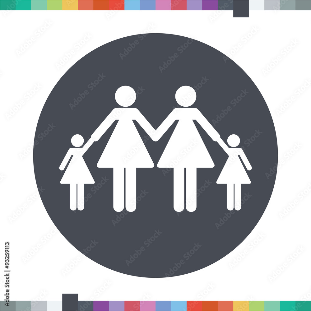 Lesbian couple with child icon. Lesbian couple with child icon.
