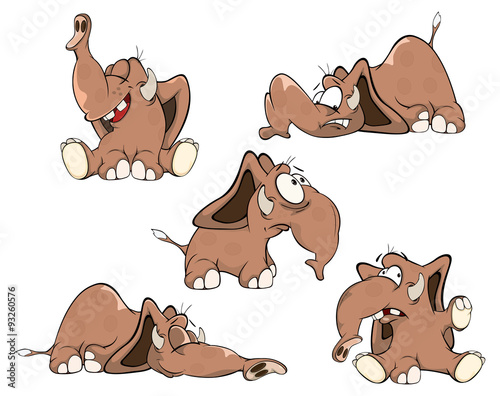  illustration of a set of cute cartoon elephants