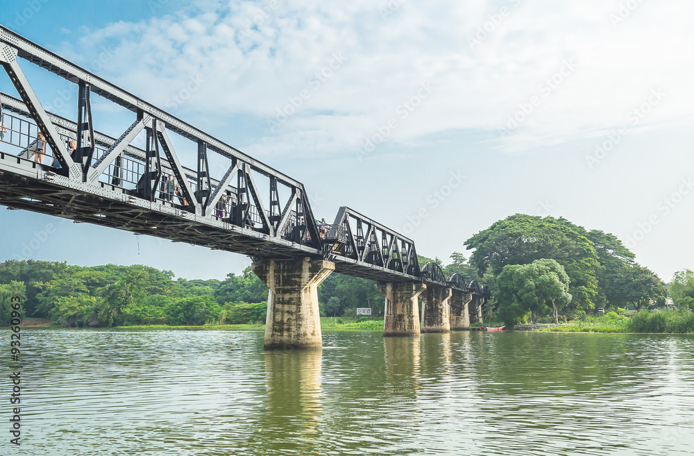 THAILAND,Kanchanaburi: 2015-Sep-19 Train line death railway at river kwai bridge over sky and cloudy