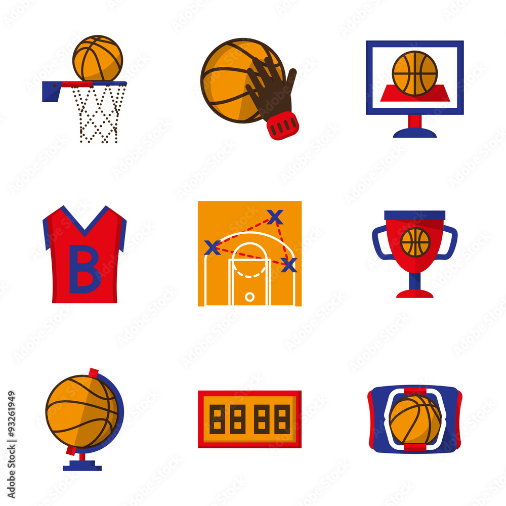 Team sport vector icons set. Basketball
