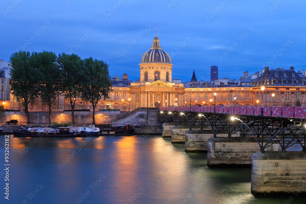 Institut de France building in Paris, France at night