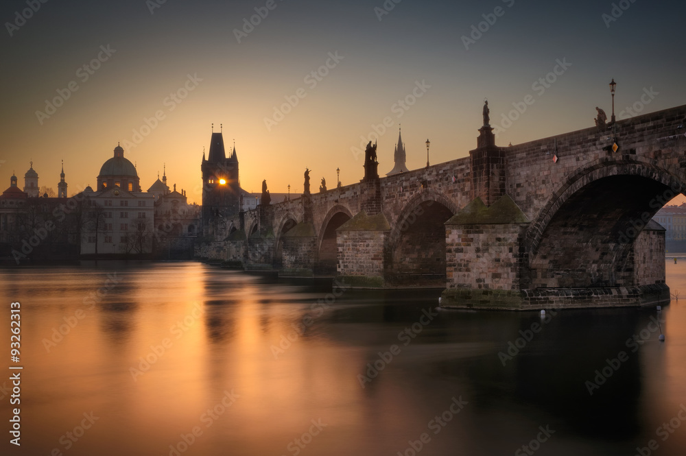 Charles bridge sunrise in Prague, Czech republic