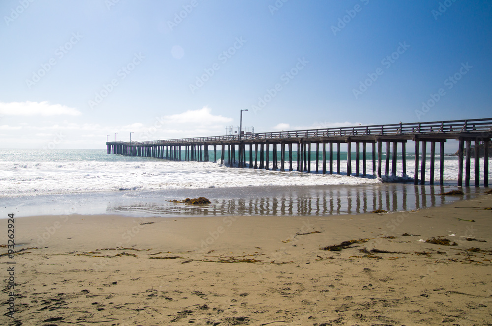 Midday sun on Pier at California Coast