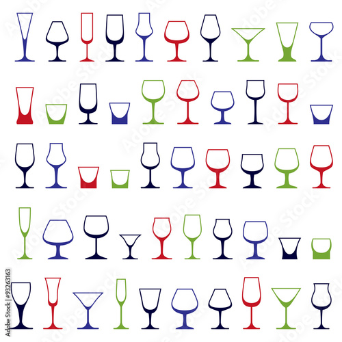 Classic goblets collection, vector martini, wineglass, cognac 