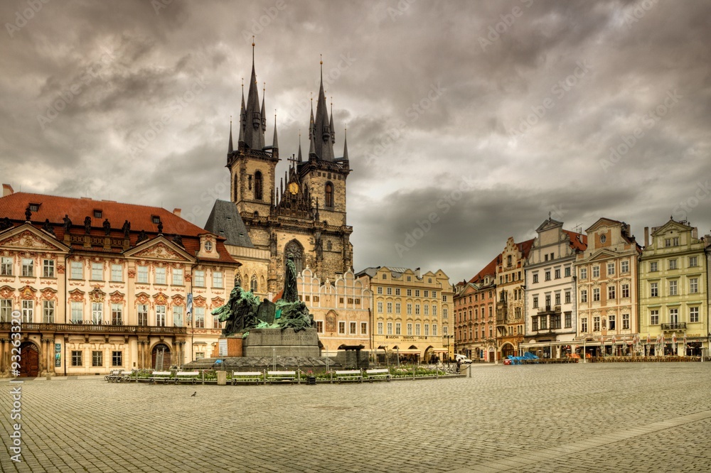 The Old Market Square and Church of Our Lady before Tyn in Prague