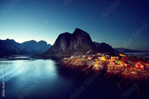 sunset in Hamnoy village, Lofoten islands, Norway