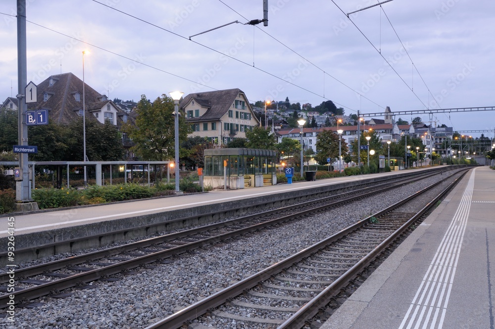 Empty Train station in Richterswil, Switerland