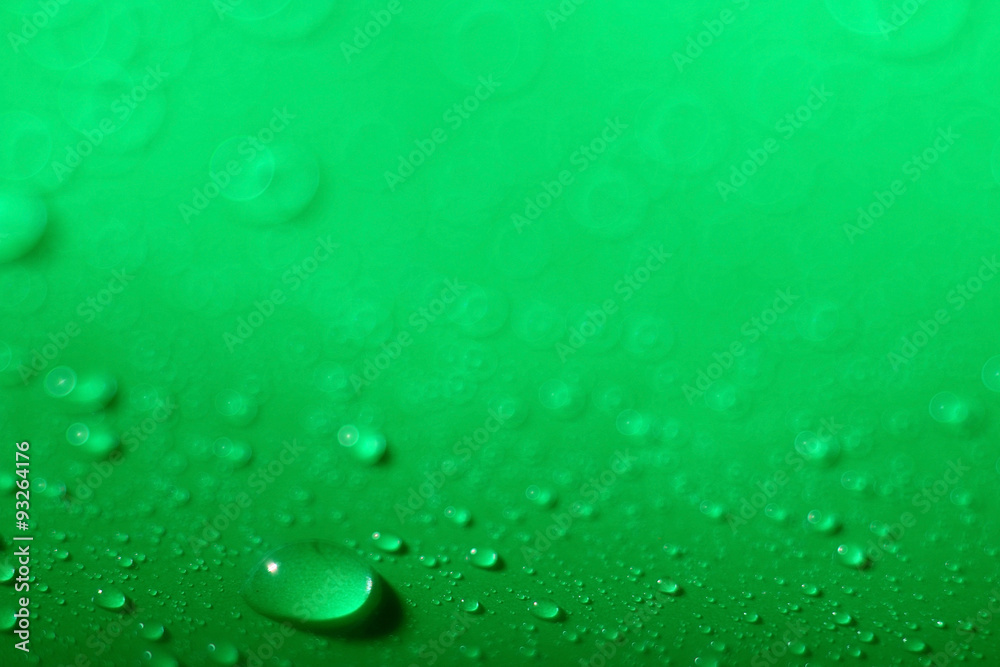 green background water drops blur