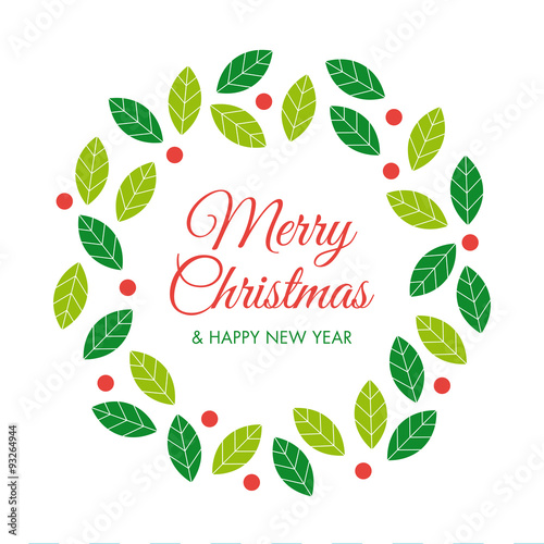 Christmas card with christmas wreath and logo Editable vector design.