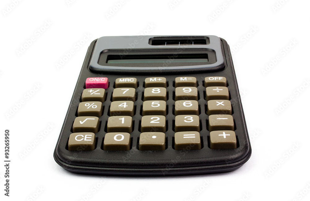 black calculator on white background, clipping path isolated black calculator on white background, clipping path isolated