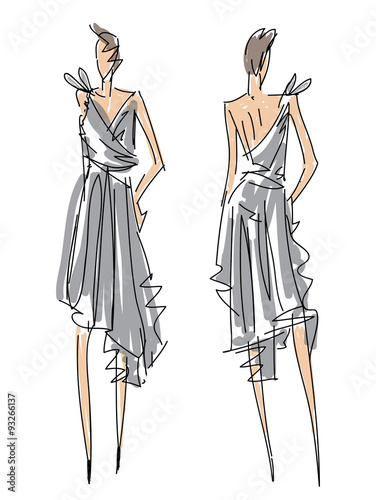 Sketch Fasion - A Woman with Gray Dress