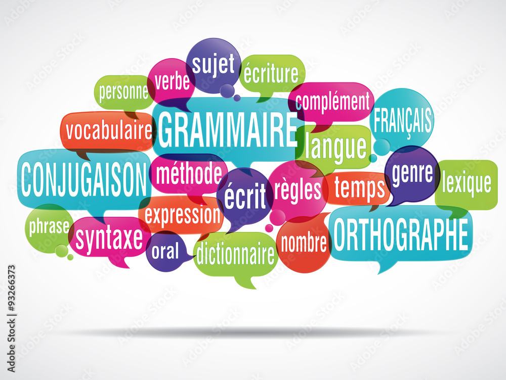 Image De Français La Matière Page De Garde College nuage de mots : apprendre le français Stock Vector | Adobe Stock